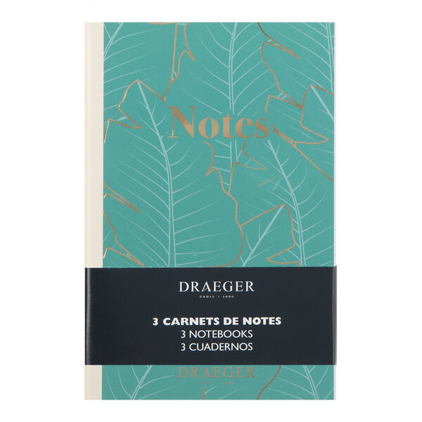 Lot De 3 Carnets A6 Lignés - Vert  Ivoire  Rose - Draeger paris