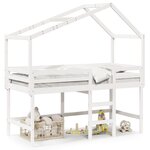 vidaXL Lit superposé et échelle et toit blanc 90x200cm bois pin massif