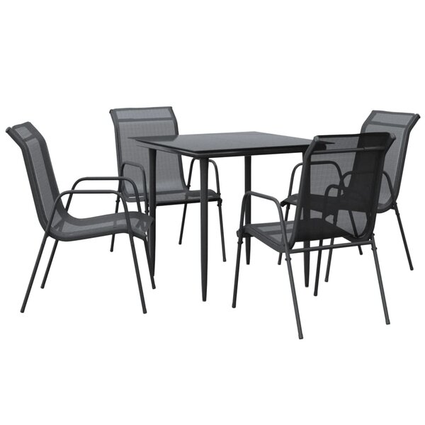 vidaXL Ensemble à manger de jardin 5 Pièces noir textilène et acier