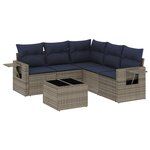 vidaXL Salon de jardin 6 Pièces avec coussins gris résine tressée