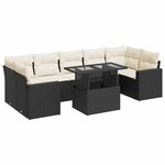 vidaXL Salon de jardin 8 Pièces avec coussins noir résine tressée