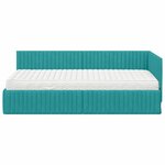 vidaXL Cadre de lit d'angle avec matelas 2 Pièces Turquoise Velours