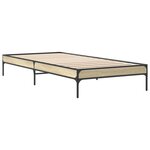 vidaXL Cadre de lit chêne sonoma 75x190 cm bois d'ingénierie et métal