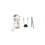 AXI Beach Tower avec Nid Roxy Balancoire Marron Blanc Toboggan Blanc