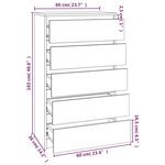 vidaXL Commode Noir 60x36x103 cm Bois d'ingénierie