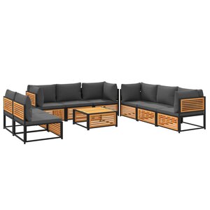 vidaXL Salon de jardin avec coussins 9 Pièces bois massif d'acacia