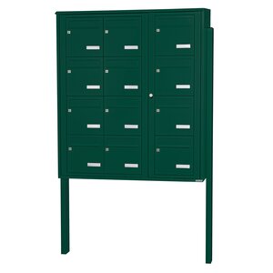 Bloc collectif Leabox  3x4  grade 3  simple face  extérieur  fixation sur pieds à sceller  vert mousse ral 6005 finition brillante