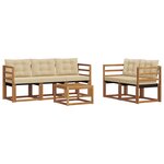 vidaXL Ensemble de canapés d'extérieur 6 pc Naturel et Beige