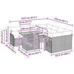 Canapé de Jardin vidaXL 9 pièces avec coussins en Rattan Poly Noir