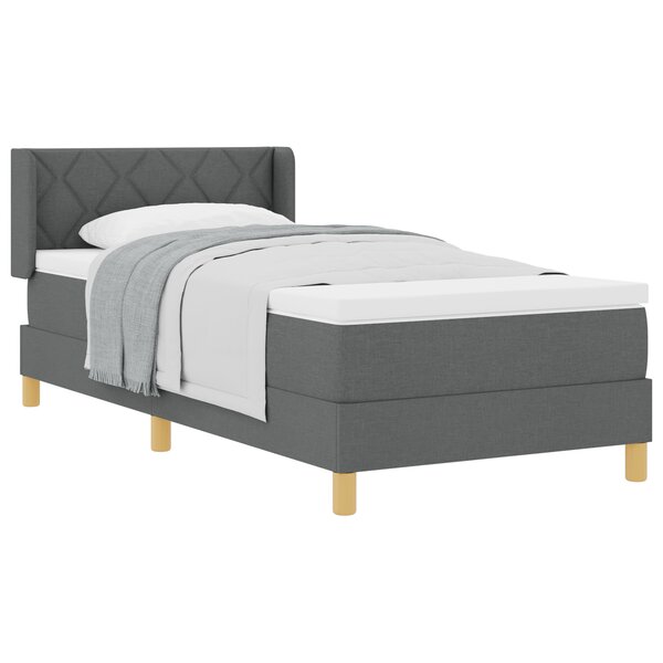 Lit avec sommier à ressorts vidaXL avec matelas Gris foncé 90x190 cm
