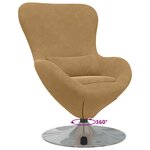 vidaXL Fauteuil œuf Marron clair 63 x 73 x 90 cm Velours