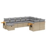vidaXL Salon de jardin avec coussins 10 Pièces beige résine tressée