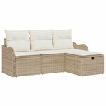 vidaXL Ensemble de canapé de jardin 4 Pièces Beige et crème polyrotin