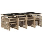 vidaXL Ensemble à manger de jardin et coussins 13 Pièces beige