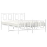 vidaXL Cadre de lit métal sans matelas et pied de lit blanc 135x190 cm