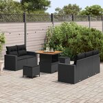 vidaXL Ensemble de canapé de jardin avec coussin 8 Pièces Noir polyrotin