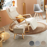 Tectake Tabouret avec coffre de rangement aspect lin ELVA carré - sable