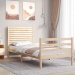 vidaXL Cadre de lit avec tête de lit 90x200 cm bois massif