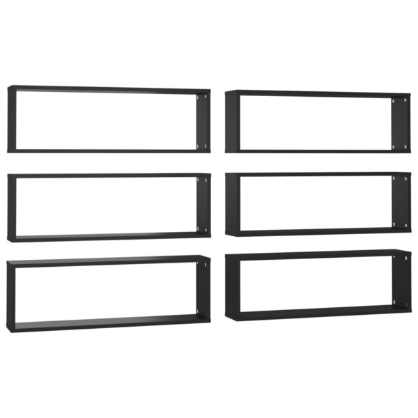 vidaXL Étagères cube murales 6 Pièces Noir 80x15x26 5 cm Aggloméré