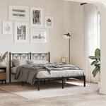 vidaXL Cadre de lit métal avec tête de lit noir 135x190 cm
