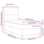 vidaXL Lit à sommier avec matelas et lumière LED Gris clair 80x200 cm Velours
