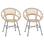 vidaXL Chaise de salle à manger 2 pc Rotin et métal Naturel