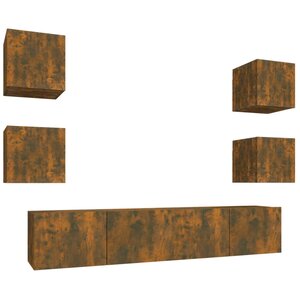 vidaXL Ensemble de meubles TV 6 Pièces Chêne fumé Bois d'ingénierie