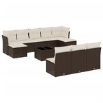 vidaXL Salon de jardin et coussins 11 Pièces marron résine tressée