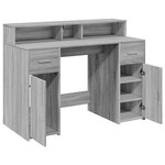 vidaXL Bureau et lumières LED sonoma gris 120x55x91cm bois ingénierie