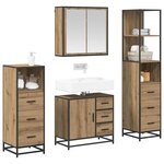 vidaXL Ensemble de mobilier de salle de bain 4 Pièces Chêne artisanal