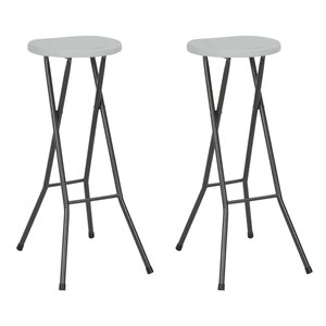 vidaXL Tabourets de bar pliables lot de 2 PEHD et acier Blanc