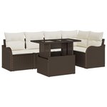 vidaXL Ensemble de canapé de jardin 6 Pièces Marron Poly Rattan