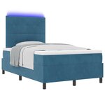 vidaXL Lit à ressorts avec matelas & LED bleu foncé 120x200 cm velours
