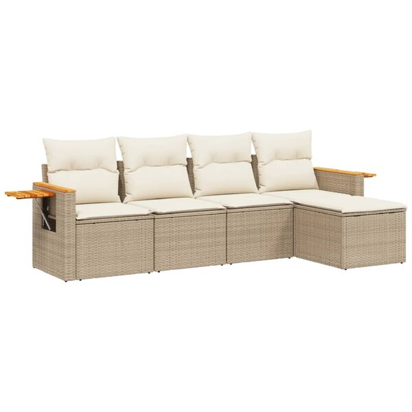vidaXL Salon de jardin avec coussins 5 Pièces beige résine tressée