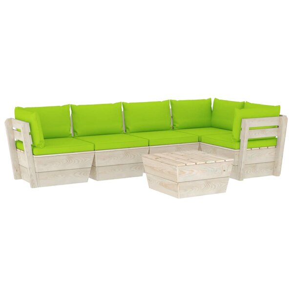 vidaXL Salon de jardin palette 6 Pièces avec coussins bois d'épicéa