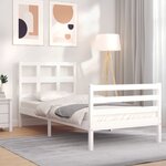 vidaXL Cadre de lit avec tête de lit blanc petit simple bois massif