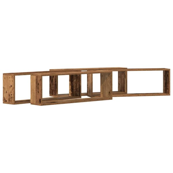 vidaXL Étagère murale avec étagère 4 Pièces Bois ancien 80 x 15 x 26 cm