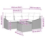 vidaXL Ensemble de Canapés avec coussin 5 Pièces Marron polyrotin