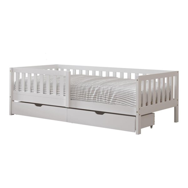 Lit Isa 2 tiroirs barrière blanc + matelas