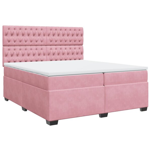 vidaXL Sommier à lattes de lit avec matelas Rose 200x200 cm Velours