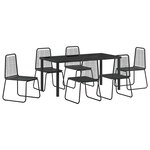 vidaXL Ensemble de salle à manger pour jardin 7 Pièces Noir