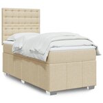 vidaXL Sommier à lattes de lit avec matelas Crème 90x200 cm Tissu