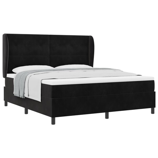 Lit box spring vidaXL avec matelas noir 180x200 cm en velours