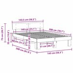 vidaXL Cadre de lit Marron 140 x 200 cm Bois massif en pin