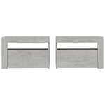 vidaXL Tables de chevet 2 Pièces avec LED Gris béton 60x35x40 cm