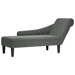 vidaXL Fauteuil long avec coussin et accoudoir droit gris foncé tissu