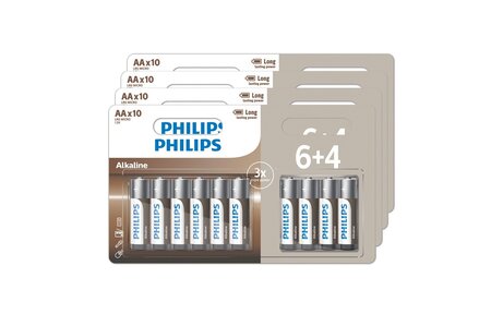 Philips lot de 40 piles aa (4 packs de 6+4)
