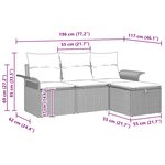 vidaXL Ensemble de canapé de jardin avec coussin 4 Pièces Poly rotin