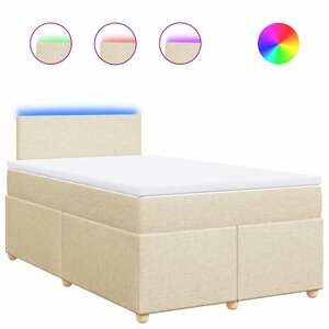 vidaXL Sommier à lattes de lit avec matelas crème 120x190 cm tissu