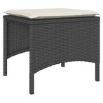 vidaXL Canapé de jardin 2 places avec table et tabourets noir rotin